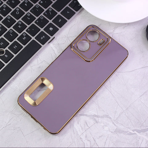 Vivo Y16 Cover - Mauve - All New Electroplating Borders With Logo Hole Protective Soft Silicon Case