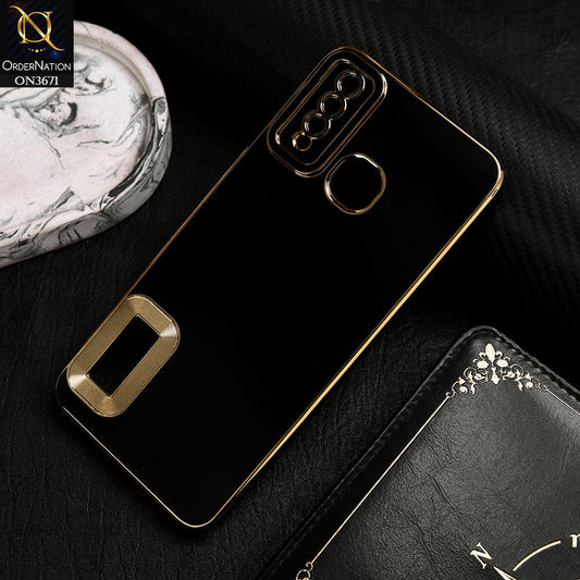 Vivo Y19 Cover - Black -  All New Electroplating Borders With Logo Hole Protective Soft Silicon Case