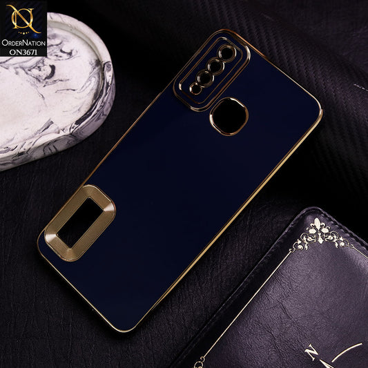 Vivo Y19 Cover - Blue -  All New Electroplating Borders With Logo Hole Protective Soft Silicon Case