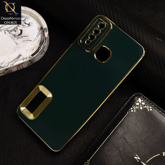 Vivo Y19 Cover - Green -  All New Electroplating Borders With Logo Hole Protective Soft Silicon Case