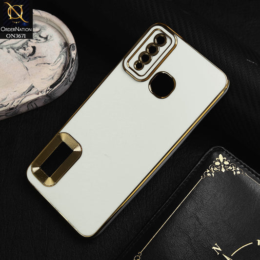 Vivo Y19 Cover - White -  All New Electroplating Borders With Logo Hole Protective Soft Silicon Case