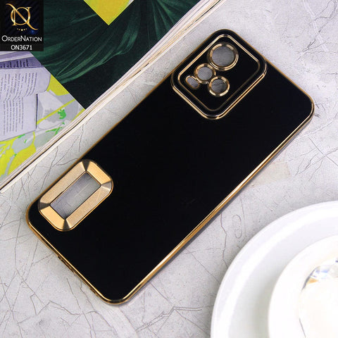 Vivo Y21e Cover - Black - All New Electroplating Borders With Logo Hole Protective Soft Silicon Case