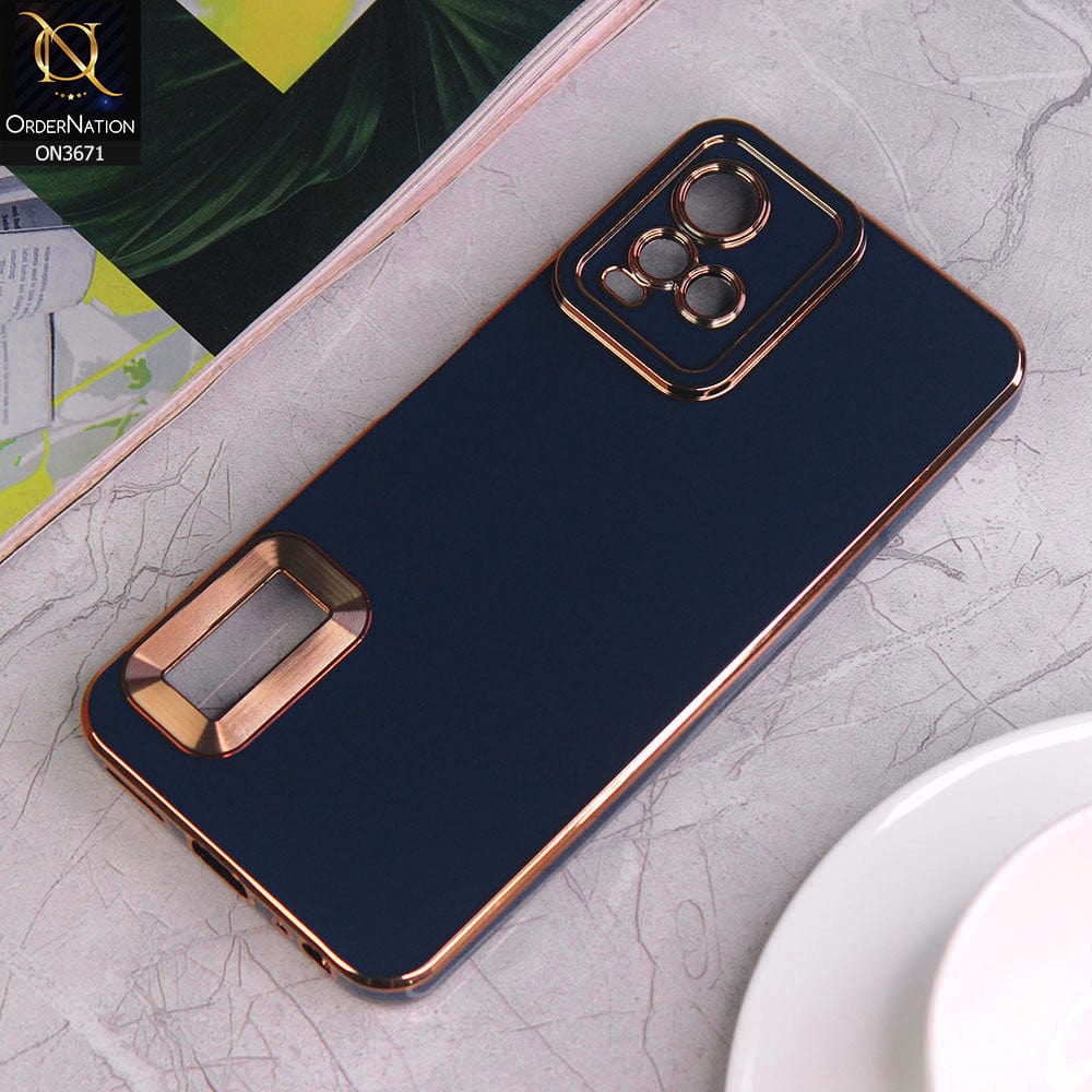 Vivo Y21s Cover - Blue - All New Electroplating Borders With Logo Hole Protective Soft Silicon Case