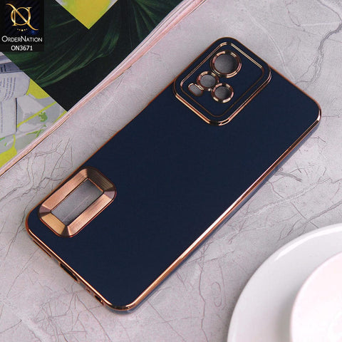 Vivo Y21s Cover - Blue - All New Electroplating Borders With Logo Hole Protective Soft Silicon Case