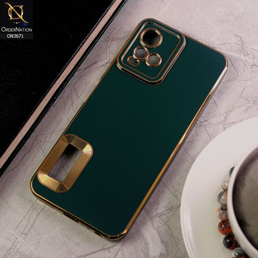 Vivo Y33s Cover - Green - All New Electroplating Borders With Logo Hole Protective Soft Silicon Case