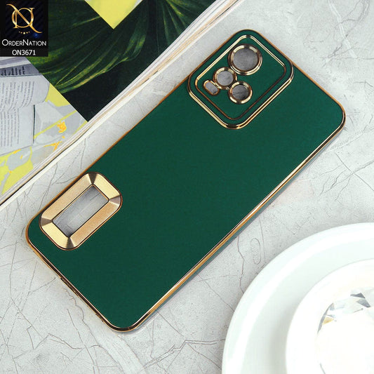 Vivo Y21 Cover - Green - All New Electroplating Borders With Logo Hole Protective Soft Silicon Case