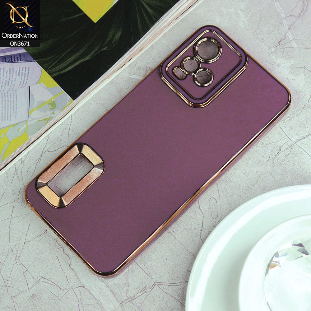 vivo Y33t Cover - Mauve - All New Electroplating Borders With Logo Hole Protective Soft Silicon Case