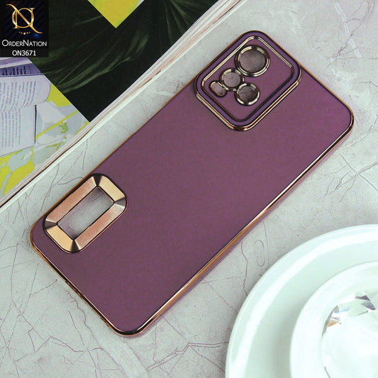 Vivo Y33s Cover - Mauve - All New Electroplating Borders With Logo Hole Protective Soft Silicon Case