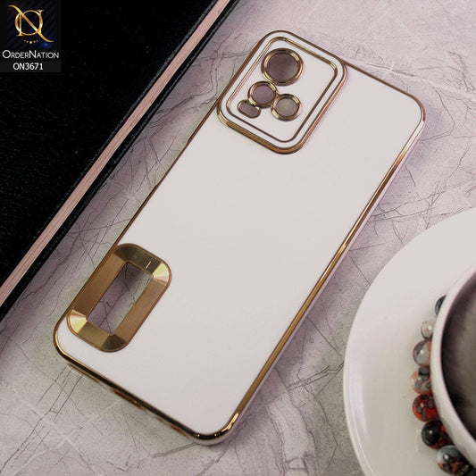 Vivo Y33s Cover - White - All New Electroplating Borders With Logo Hole Protective Soft Silicon Case