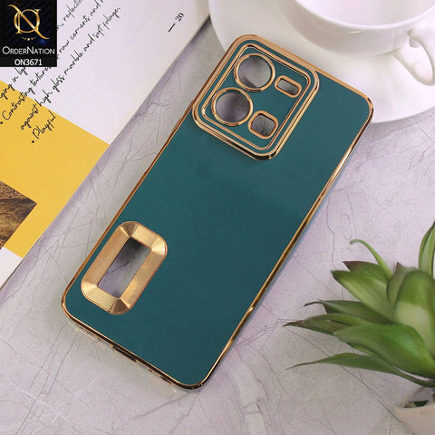 Vivo Y35 Cover - Green - All New Electroplating Borders With Logo Hole Protective Soft Silicon Case