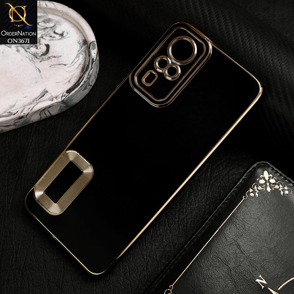 Vivo Y51 (2020 December) Cover - Black -  All New Electroplating Borders With Logo Hole Protective Soft Silicon Case