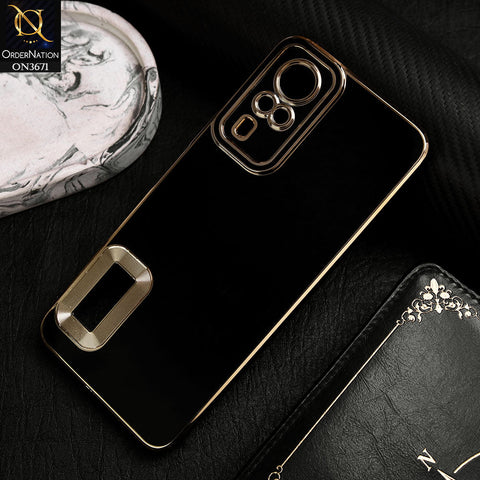 Vivo Y51a Cover - Black -  All New Electroplating Borders With Logo Hole Protective Soft Silicon Case