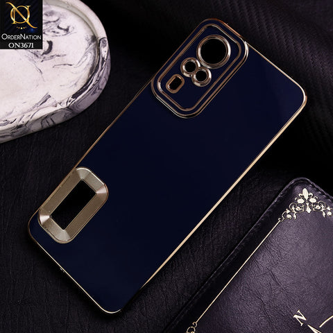 Vivo Y51s Cover - Blue -  All New Electroplating Borders With Logo Hole Protective Soft Silicon Case