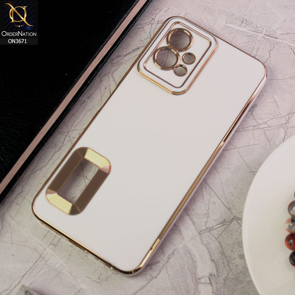 vivo Y55 5G Cover - White - All New Electroplating Borders With Logo Hole Protective Soft Silicon Case