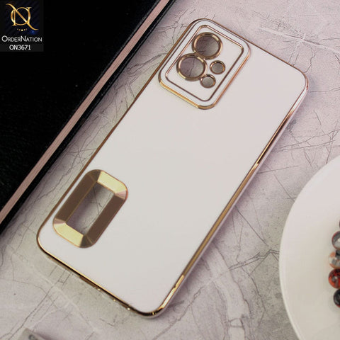 vivo Y55 5G Cover - White - All New Electroplating Borders With Logo Hole Protective Soft Silicon Case