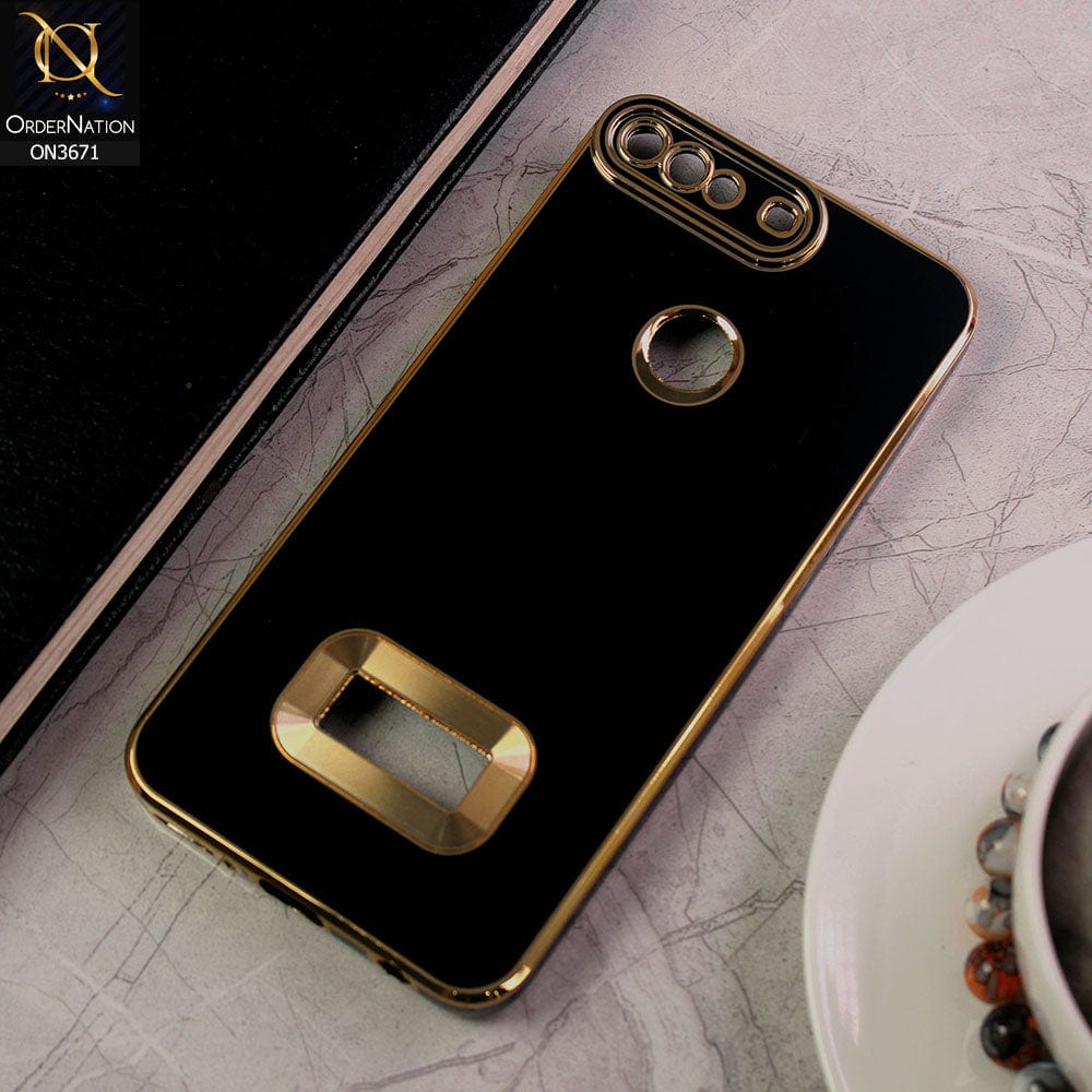 Huawei Y7 Prime 2018 / Y7 2018 Cover - Black - All New Electroplating Borders With Logo Hole Protective Soft Silicon Case