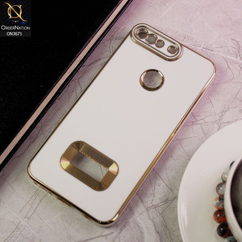 Huawei Y7 Prime 2018 / Y7 2018 Cover - White - All New Electroplating Borders With Logo Hole Protective Soft Silicon Case