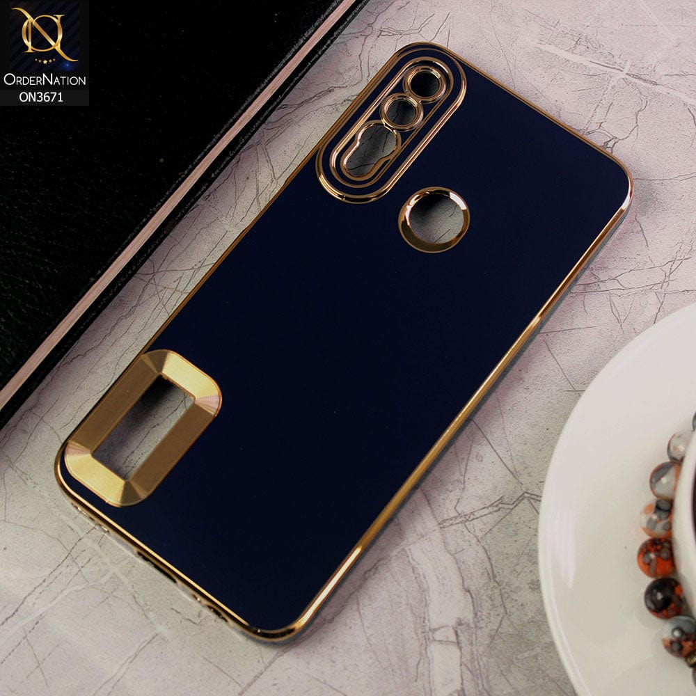Huawei Y9 Prime 2019 Cover - Blue - All New Electroplating Borders With Logo Hole Protective Soft Silicon Case