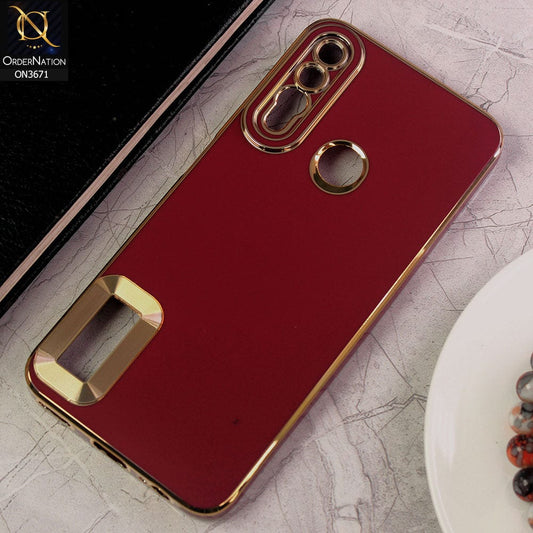 Huawei Y9 Prime 2019 Cover - Maroon - All New Electroplating Borders With Logo Hole Protective Soft Silicon Case