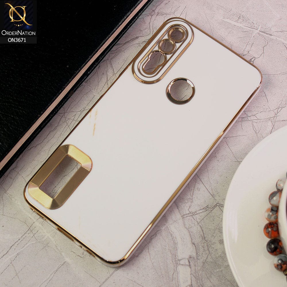 Huawei Y9 Prime 2019 Cover - White - All New Electroplating Borders With Logo Hole Protective Soft Silicon Case