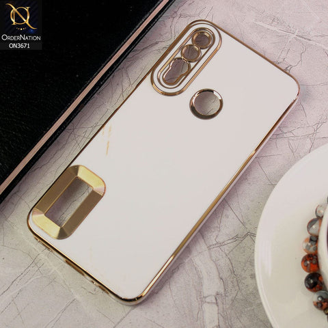 Huawei Y9 Prime 2019 Cover - White - All New Electroplating Borders With Logo Hole Protective Soft Silicon Case