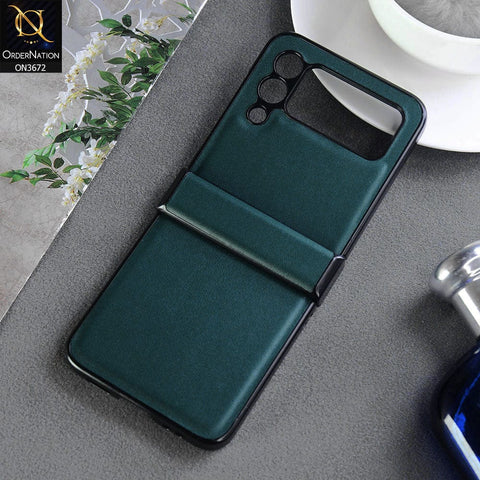 Samsung Galaxy Z Flip 3 5G Cover  - Dark Green - New Hybrid Style Leather Shockproof Hard Shell Protective Case