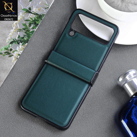 Samsung Galaxy Z Flip 4 5G Cover  - Dark Green - New Hybrid Style Leather Shockproof Hard Shell Protective Case
