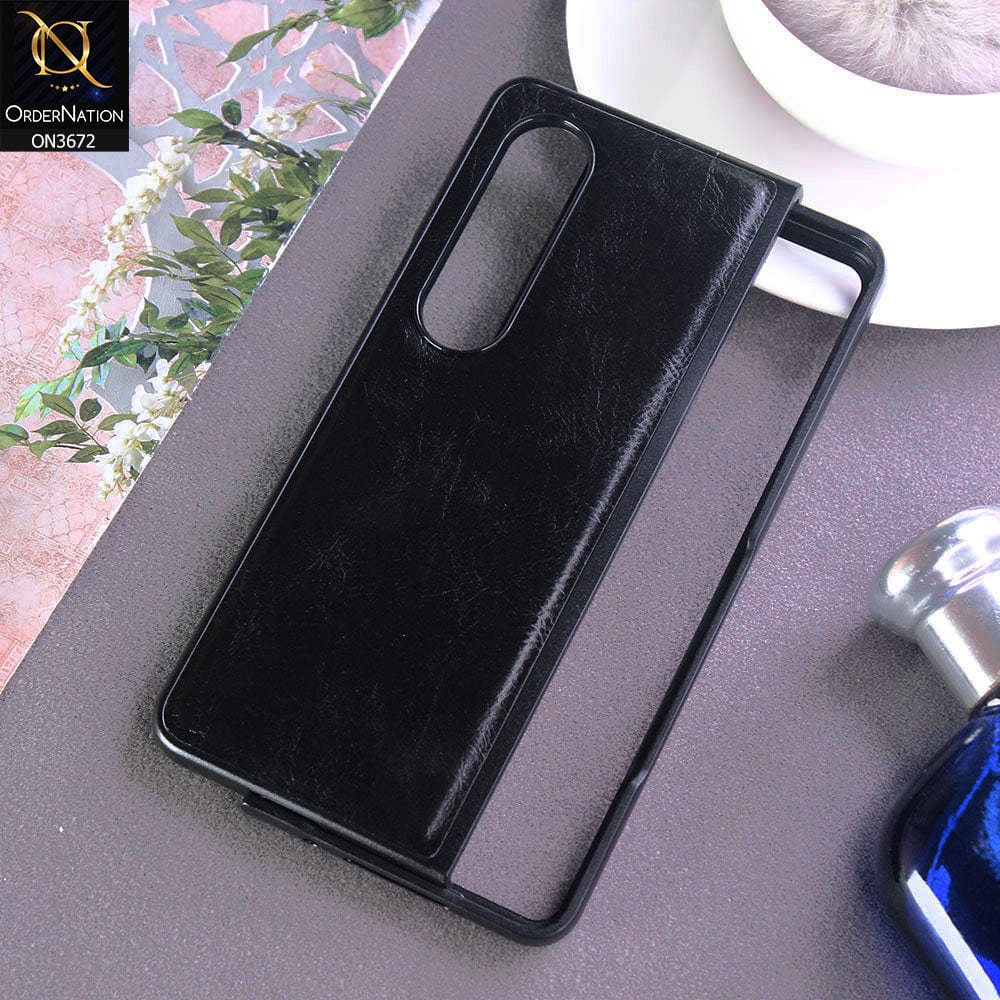 Samsung Galaxy Z Fold 4 5G Cover  - Black - New Hybrid Style Leather Shockproof Hard Shell Protective Case