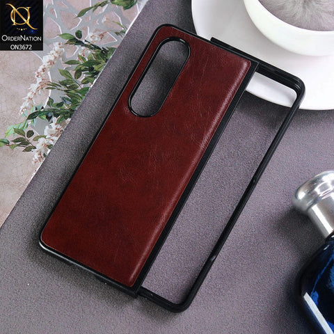 Samsung Galaxy Z Fold 4 5G Cover  - Maroon - New Hybrid Style Leather Shockproof Hard Shell Protective Case