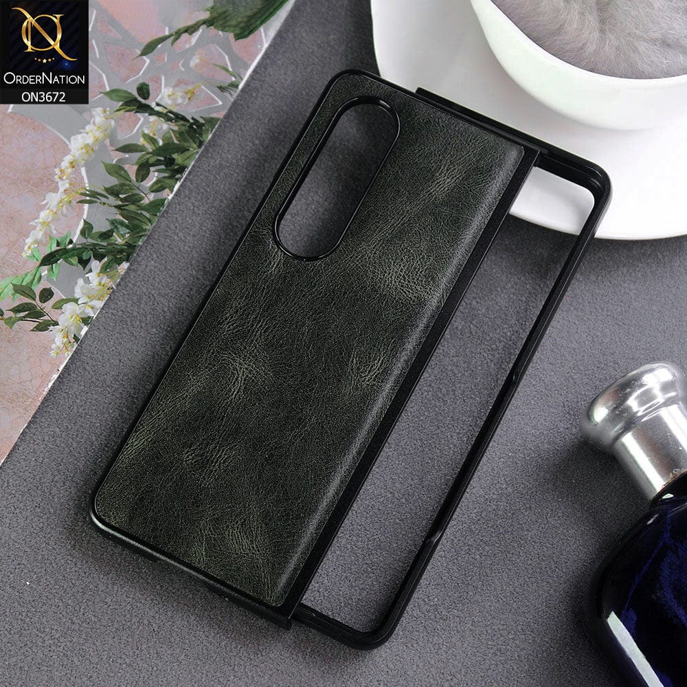 Samsung Galaxy Z Fold 4 5G Cover  - Pine Green - New Hybrid Style Leather Shockproof Hard Shell Protective Case