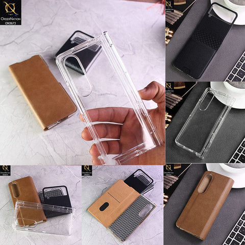 Samsung Galaxy Z Fold 4 5G Cover - Light Brown - New Wintage look Leather Hard flip Book Protective Case