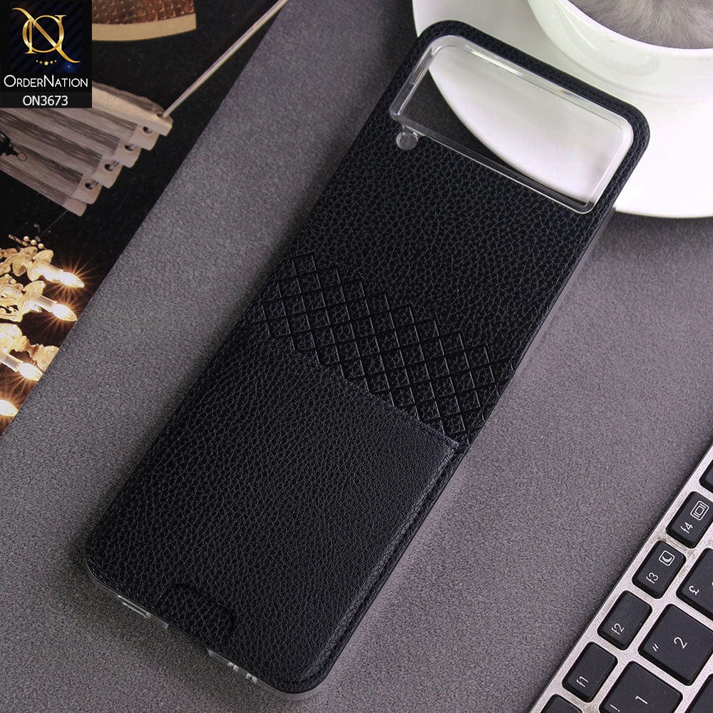 Samsung Galaxy Z Flip 4 5G Cover - Black - New Wintage look Leather Hard flip Book Protective Case