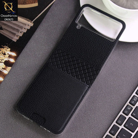 Samsung Galaxy Z Flip 4 5G Cover - Black - New Wintage look Leather Hard flip Book Protective Case