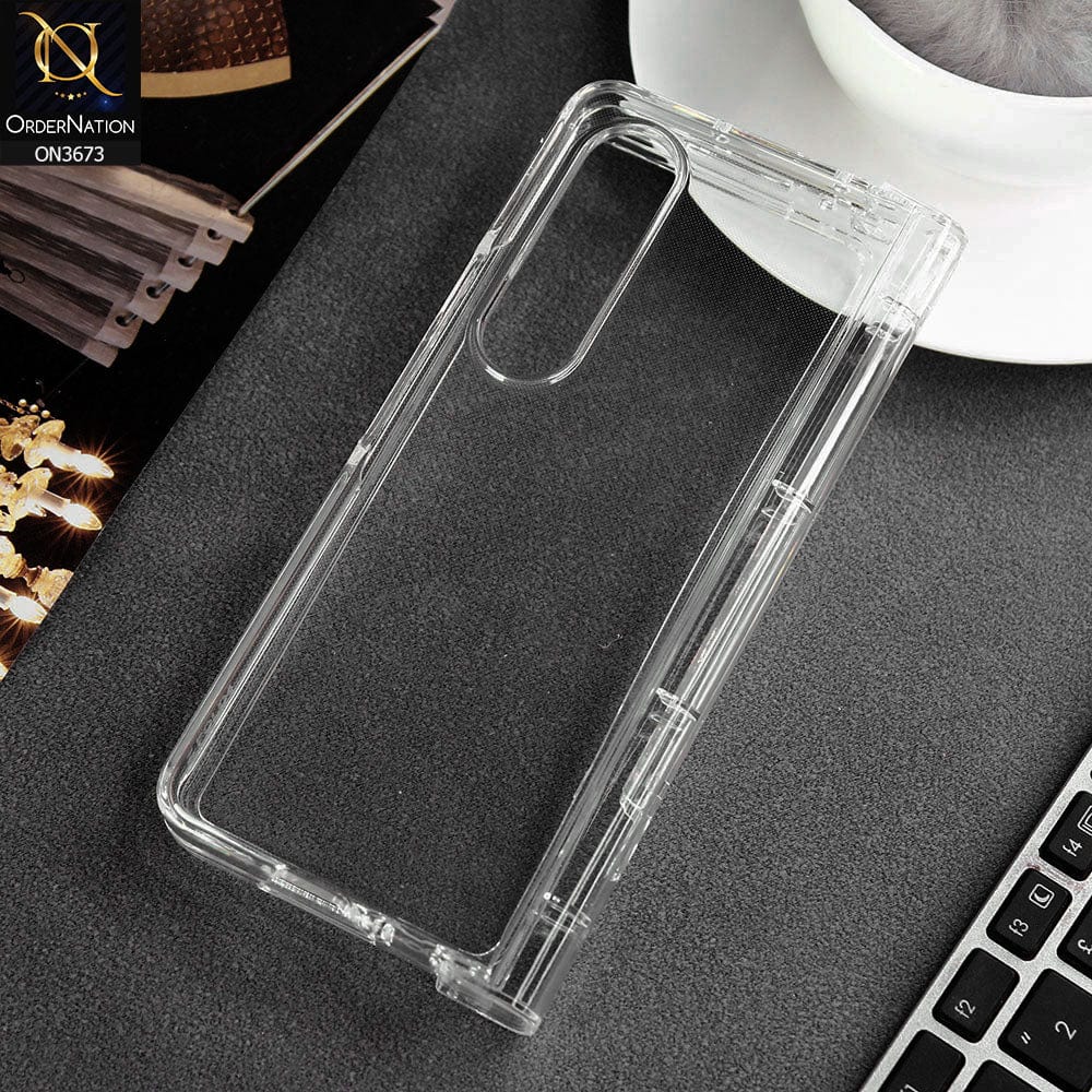 Samsung Galaxy Z Fold 4 5G Cover - Transparent - New Wintage look Leather Hard flip Book Protective Case