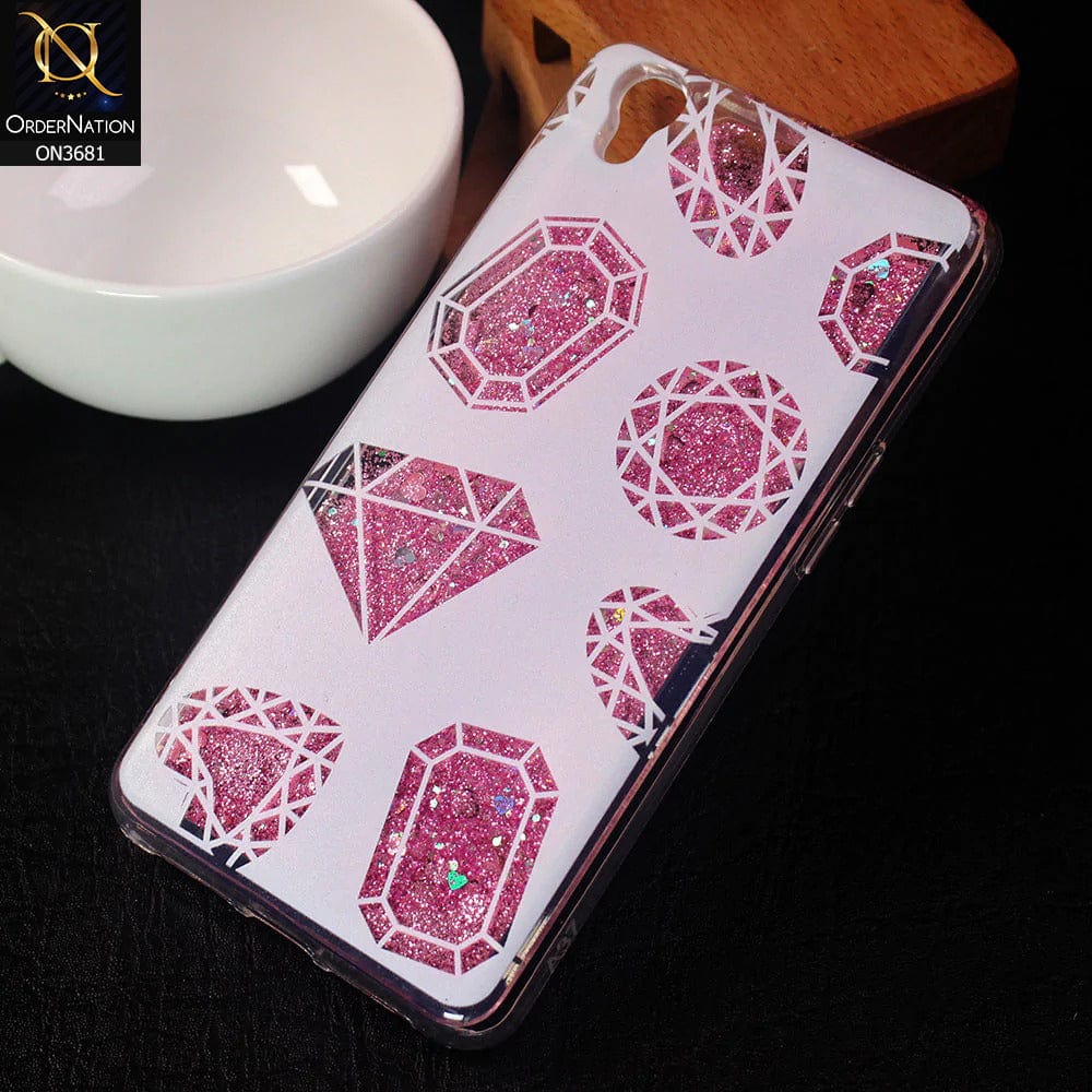 Oppo A37 Cover - Design 2 - New protective Glitter Case Round Soft Borders case