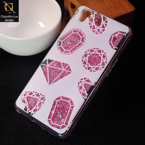 Oppo A37 Cover - Design 2 - New protective Glitter Case Round Soft Borders case