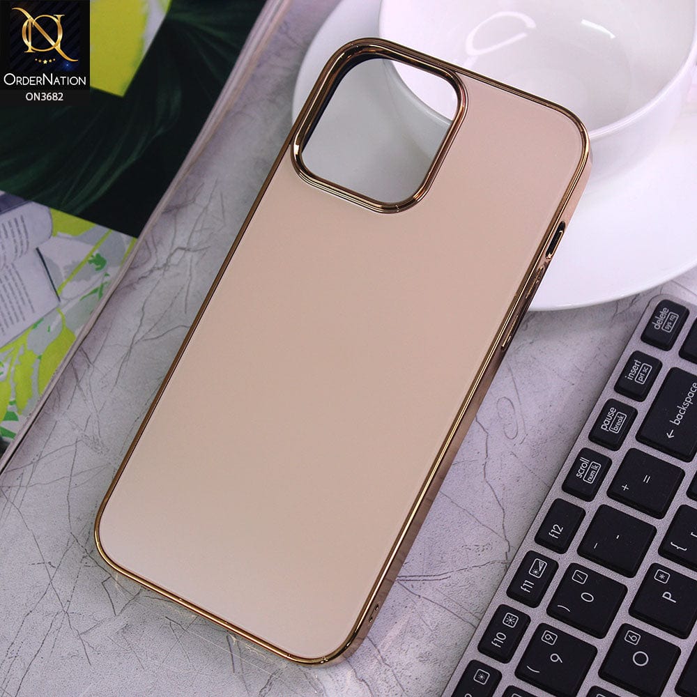 iPhone 12 Pro Max Cover - Golden - Magic Mask Q-Series Trendy Electroplated Shiny Borders Scratch Resistant Protective Soft Case
