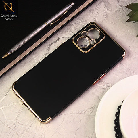 Oppo F21 Pro 5G Cover - Black - Electroplated Shiny Borders Soft Silicon Camera Protection Case