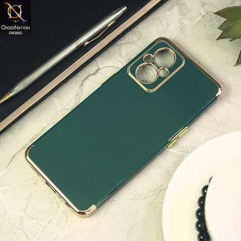 OnePlus Nord N20 5G Cover - Dark Green - Electroplated Shiny Borders Soft Silicon Camera Protection Case