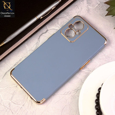 Oppo Reno 7 Lite Cover - Gray - Electroplated Shiny Borders Soft Silicon Camera Protection Case