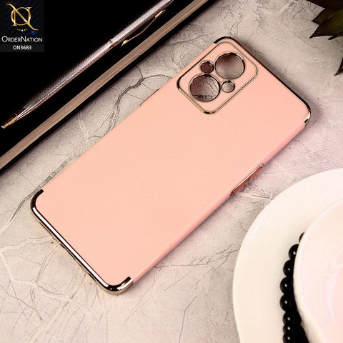 Oppo F21 Pro 5G Cover - Pink - Electroplated Shiny Borders Soft Silicon Camera Protection Case