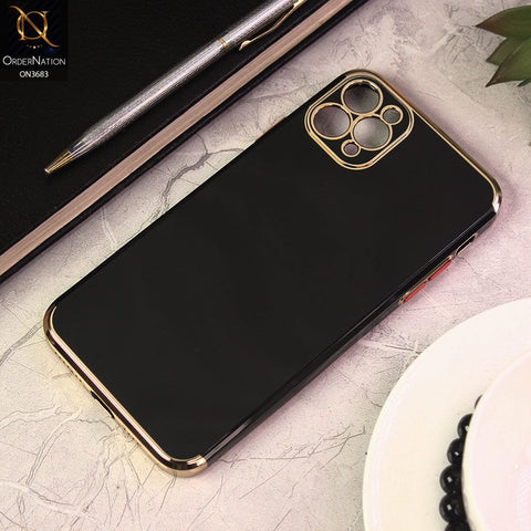 iPhone 11 Pro Max Cover - Black - Electroplated Shiny Borders Soft Silicon Camera Protection Case