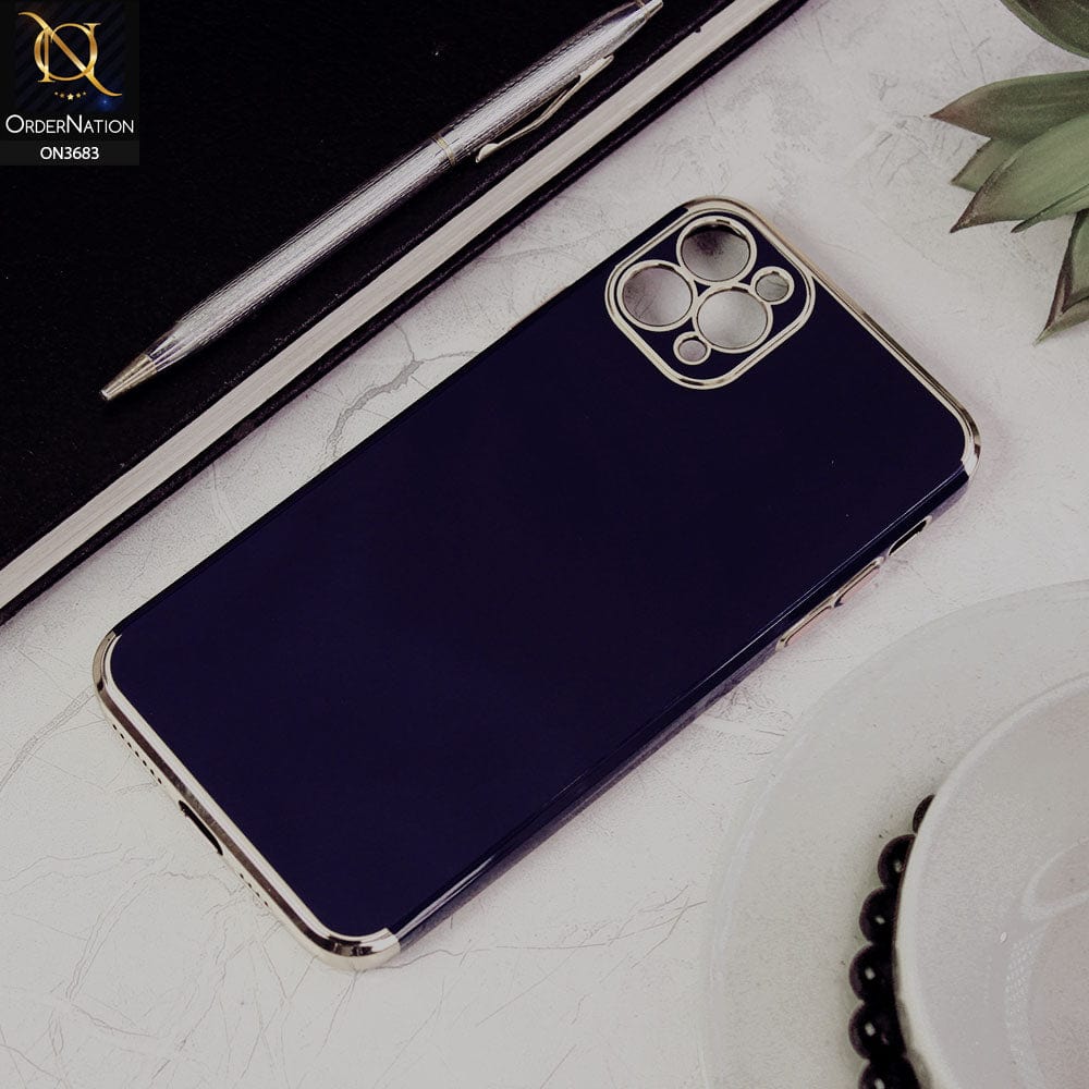 iPhone 11 Pro Max Cover - Blue - Electroplated Shiny Borders Soft Silicon Camera Protection Case
