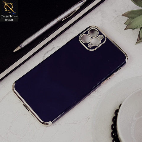 iPhone 11 Pro Max Cover - Blue - Electroplated Shiny Borders Soft Silicon Camera Protection Case