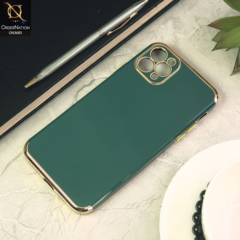 iPhone 11 Pro Max Cover - Dark Green - Electroplated Shiny Borders Soft Silicon Camera Protection Case