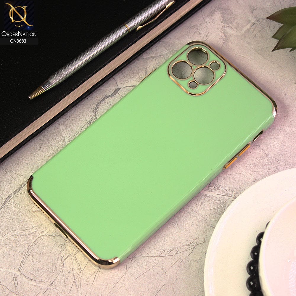 iPhone 11 Pro Max Cover - Light Green - Electroplated Shiny Borders Soft Silicon Camera Protection Case