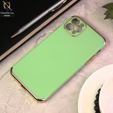 iPhone 11 Pro Max Cover - Light Green - Electroplated Shiny Borders Soft Silicon Camera Protection Case