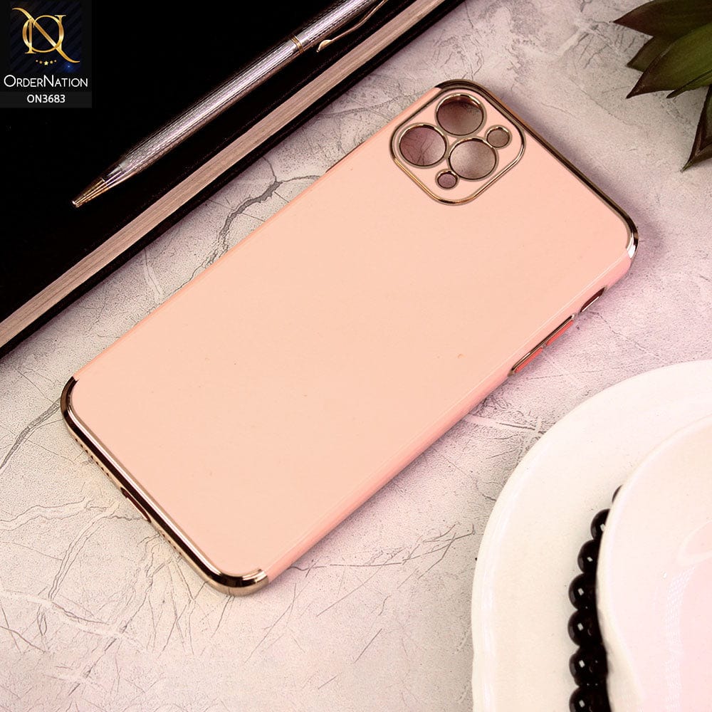 iPhone 11 Pro Max Cover - Pink - Electroplated Shiny Borders Soft Silicon Camera Protection Case