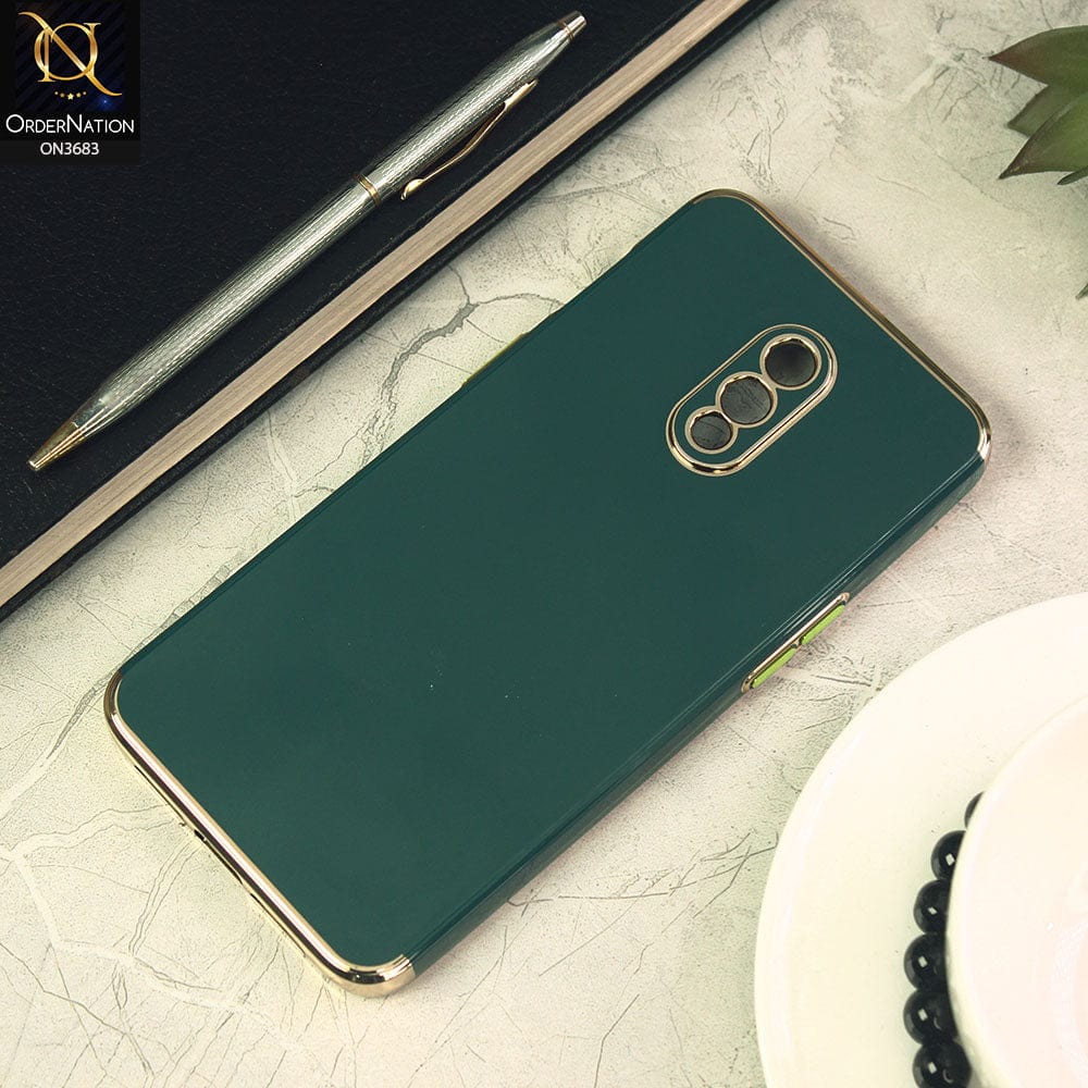 OnePlus 7 Cover - Dark Green - Electroplated Shiny Borders Soft Silicon Camera Protection Case