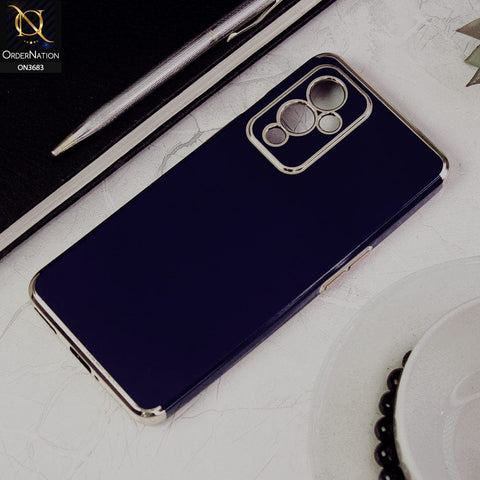 OnePlus 9 Cover - Blue - Electroplated Shiny Borders Soft Silicon Camera Protection Case